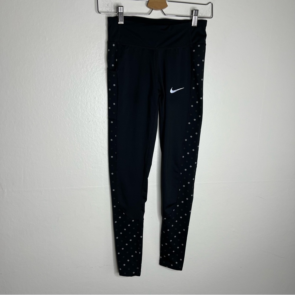 Nike Women's Racer Flash Running Tights Sz XS Polka dots Pocket